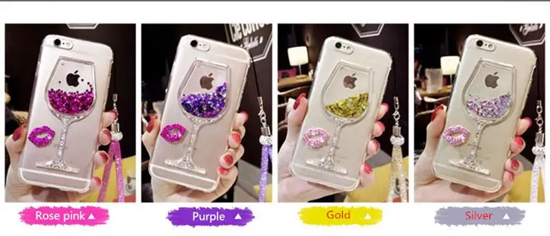 For OPPO A7 R15X RX17 Neo k1 A7X R17 Pro case 3D Liquid Quicksand Bling Wine Glass Phone Cases |