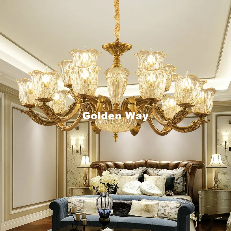 

Antique Bronze Color Crystal Chandeliers Zinc Alloy Pendant Lamp Dining Room Living Lobby Hanging Lights E14 LED AC Candle Bulbs
