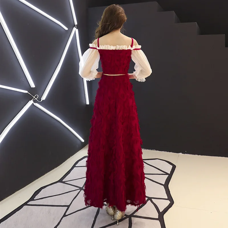 Элегантное бордовое азиатское длинное платье Vestidos Chinos Восточное Ципао вечернее