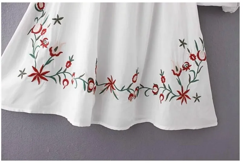 JOYINPARTY Hot Sale Free Shipping Vintage 70s Mexican Ethnic Embroidered Boho Hippie Loose Causel Women Chic Mini Dress | Женская одежда