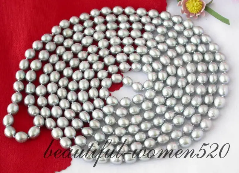 

X0225 beautiful 100" 12mm rice freshwater pearl necklace