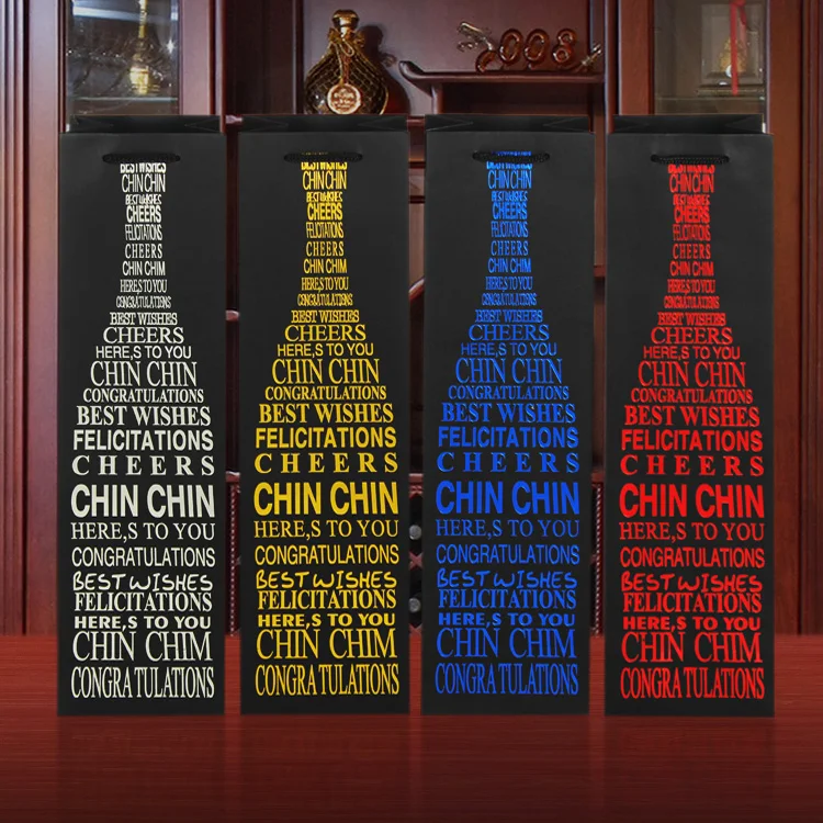 Черные бумажные мешки для винных бутылок 35x9x9 см синие и серебряные горячей