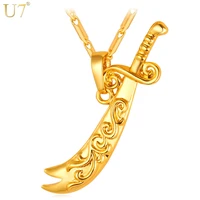 u7 trendy ali sword pendants for mens gift wholesale gold color choker chain necklaces pendants men jewelry p356