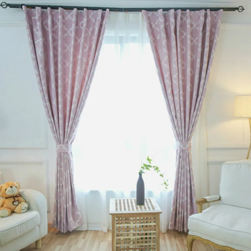 Pink/Grey/Light yellow Curtain Thick Faux Cotton Linen Jacquard Blackout For Bedroom Custom Window Blind Drape | Дом и сад