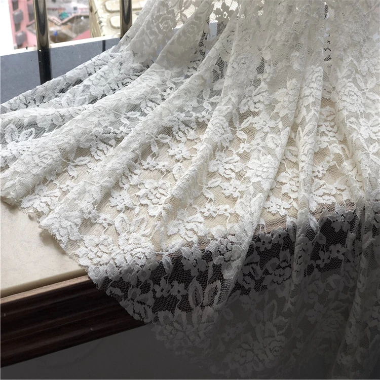 

1M/lot soft drapery stretch lace fabric bottom shirt dress fabric Classic beautiful flower white lace