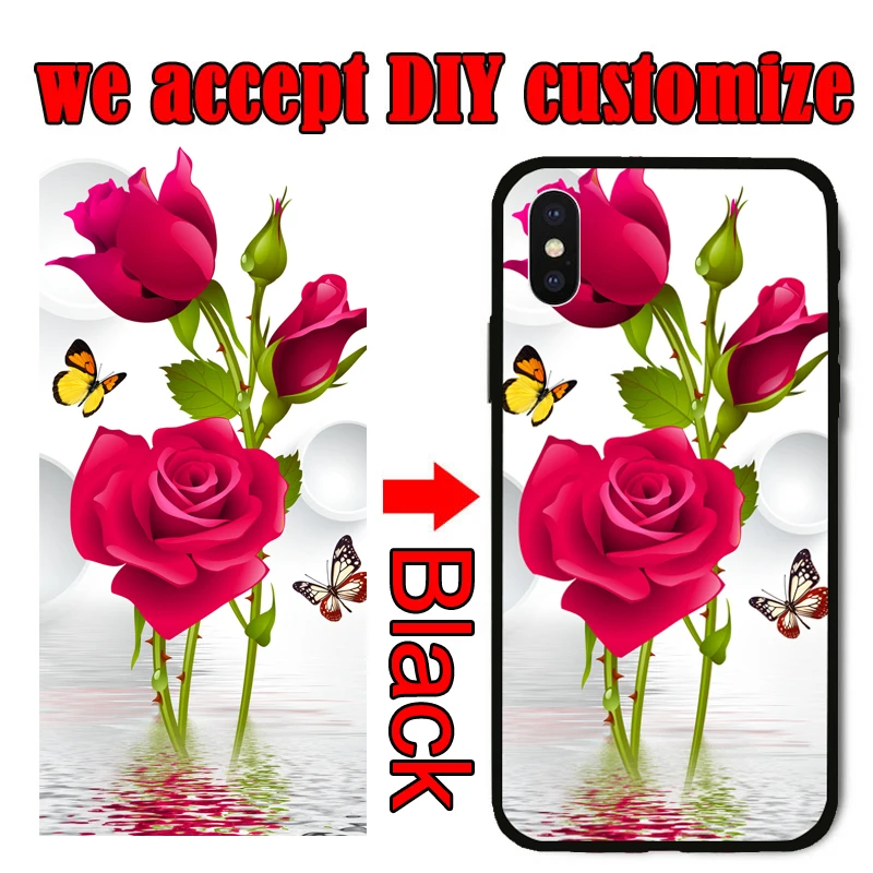 Чехол для телефона на заказ iPhone X XS XR Max 8 7 6 5 6S Plus черный красный Силиконовый чехол