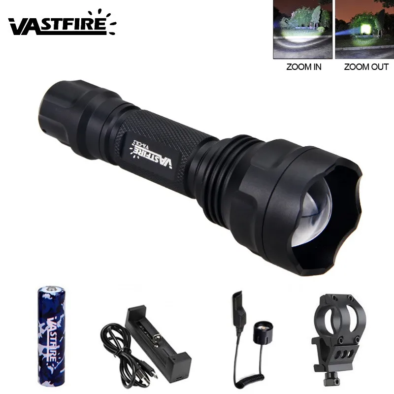 Package C VASTFIRE C8 1 Режим Масштабируемые светодиодный фонари для охоты белый светильник Тактический 18650 вспышка светильник s для охоты на открытом воздухе - Испускаемый цвет: Package C
