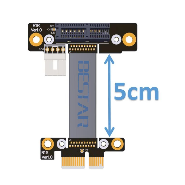 Видеокарта для майнинга Riser PCIE 3 0x1 To x16 угловой удлинитель PCI-E 1x 16x 1050ti 1060ti 1080ti RX580 |