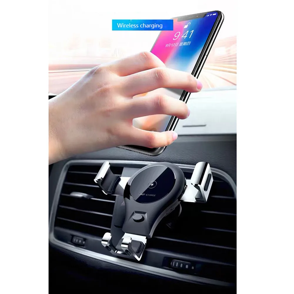 Автомобильное беспроводное зарядное устройство Qi для iPhone X 8 Plus держатель