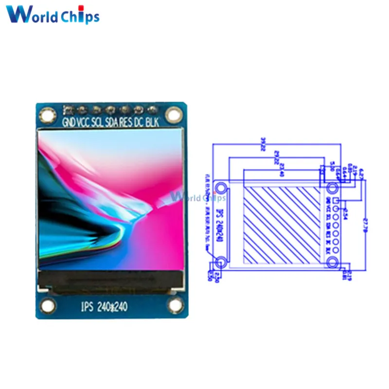 1,3 дюймов ips HD TFT ST7789 Водительская подушка безопасности 240*240 SPI Связь 3,3 V Напряжение 4-провод SPI Интерфейс полный Цвет ЖК-дисплей OLED Дисплей "сделай сам"