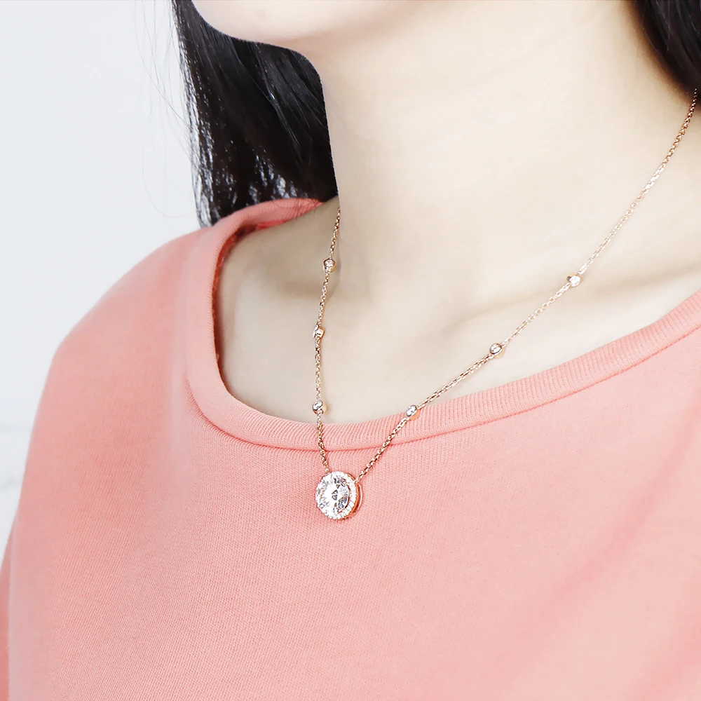 Подвеска ореол 18 К 750 розовое золото подвеска Neckalce Moissanite Center 5ct F Color VVS дюймов