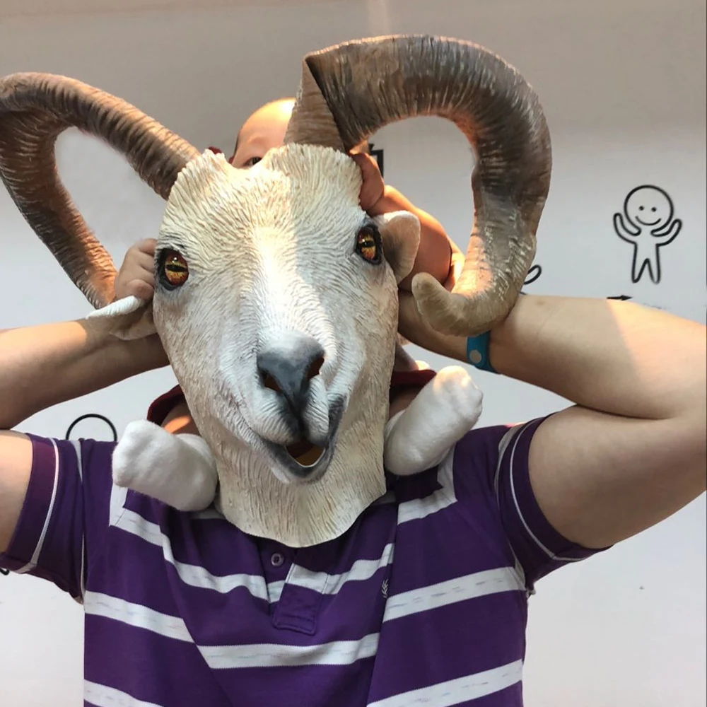 MASCARELLO белая козья латексная маска Farmyard животное овца Рам маска вечерние смешные костюмы