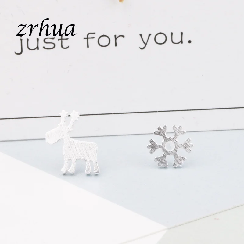 ZRHUA/, клевые серьги из стерлингового серебра 925 пробы для девочек, милые животные, цветок, сверкающие aretes, рождественские подарки для женщин, влюбленных