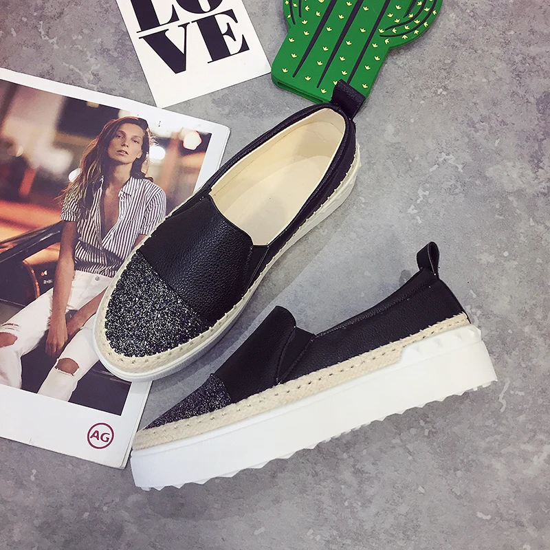 

New Casual Loafers Women Round Toe Office Hemp Rope Flats Black Grey Loafers Fashion Ladies Shoes Sneakers Women Flat Shoes