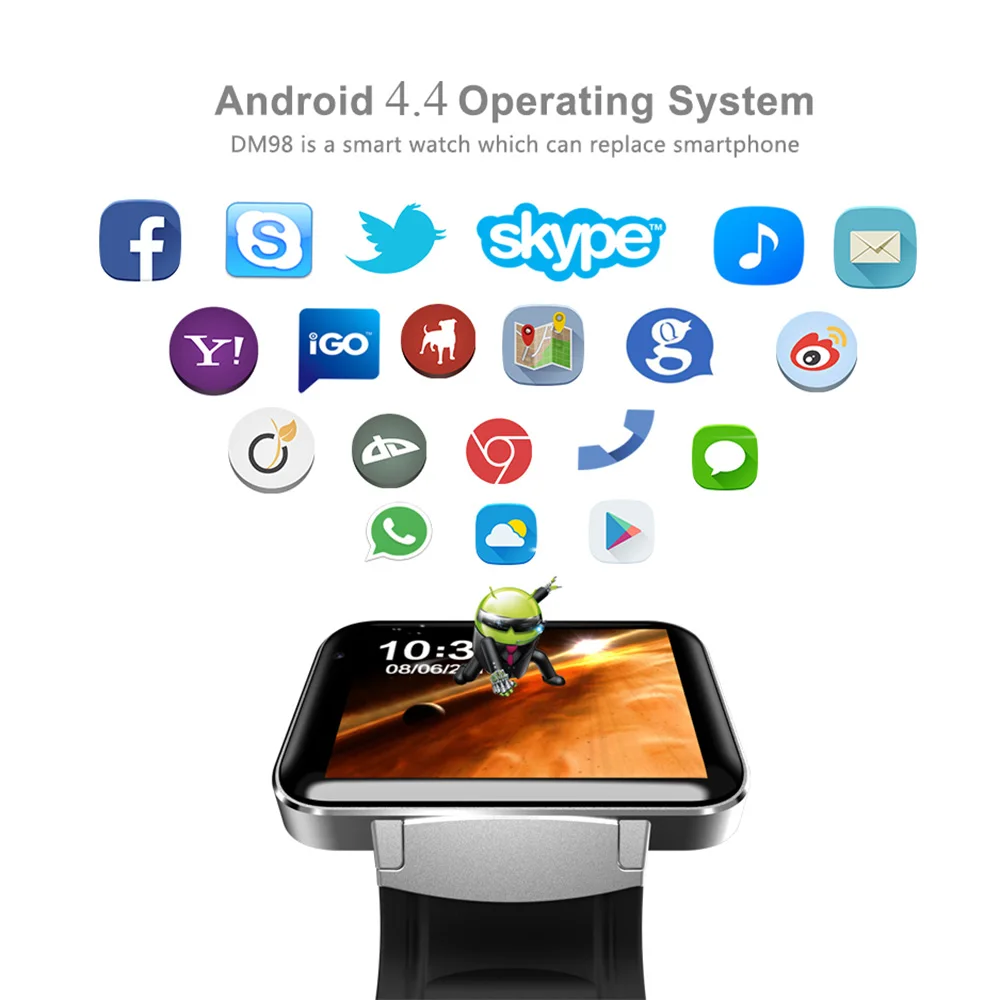 Время владельца DM98 WIFI Смарт часы телефон GPS SIM Bluetooth Smartwatch для Android OS Andorid скачать