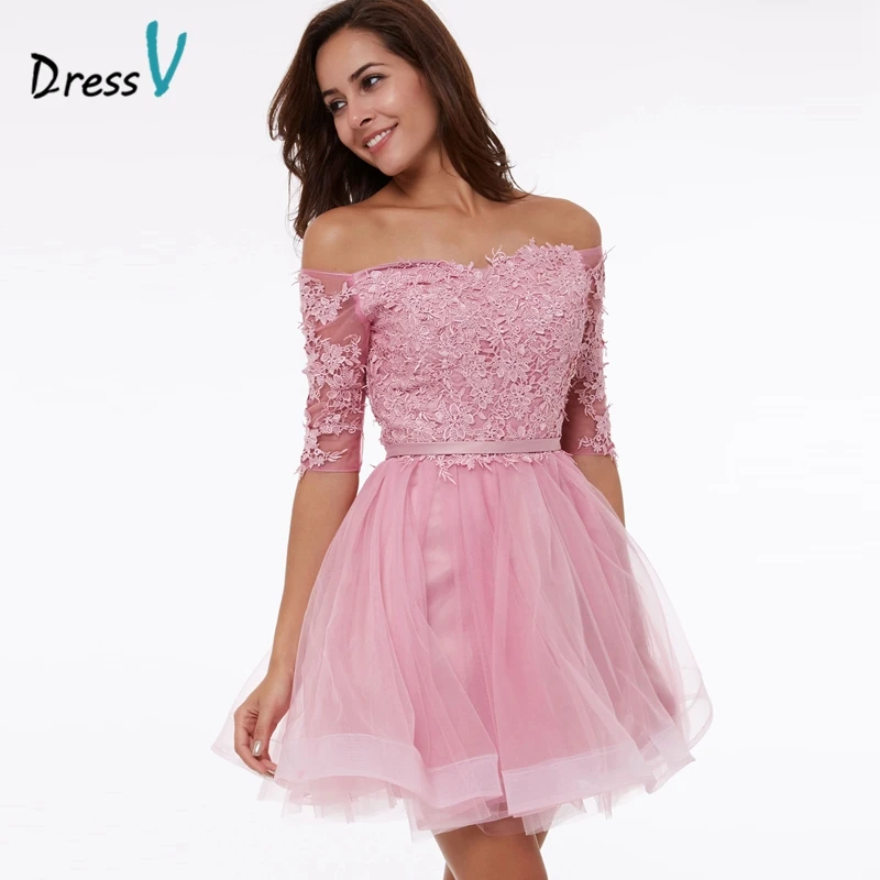 Платье для homecoming Dressv Персиковое а силуэта с плеча накладные аппликации на