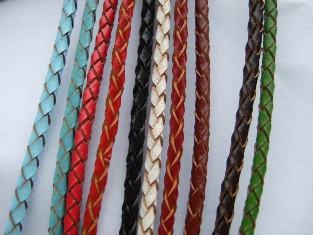 

5 Yards 3mm Round Genuine / Real Bolo Braided Leather Cord DIY Craft Jewelry