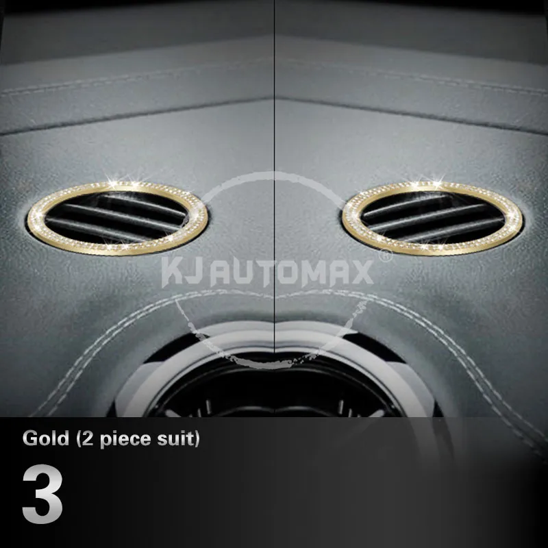 3.Golden KJAUTOMAX для Mercedes Benze B200 B180 B260 с украшением в виде кристаллов украшения стайлинга автомобилей Кондиционер кольцо выхода дверной болт крышки логотип рама - Название цвета: 3.Golden