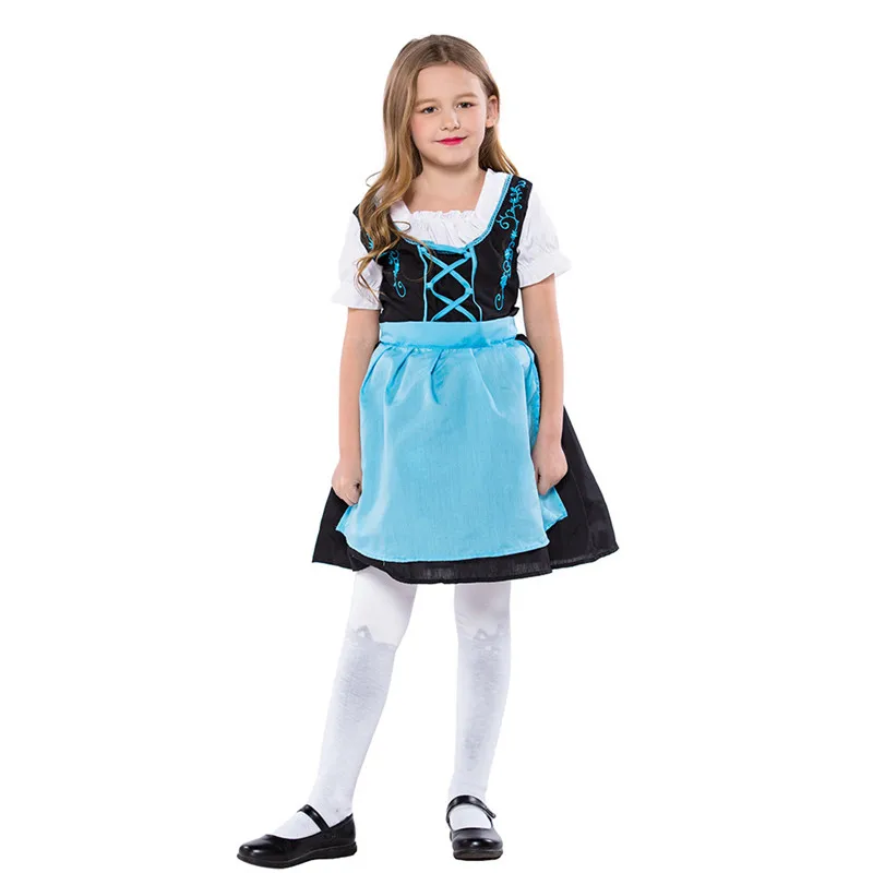 S-XL Kids Halloween Alice Costumes For Girls Oktoberfest Maid Cosplays Children's day Carnival Purim Festival parade party dress |