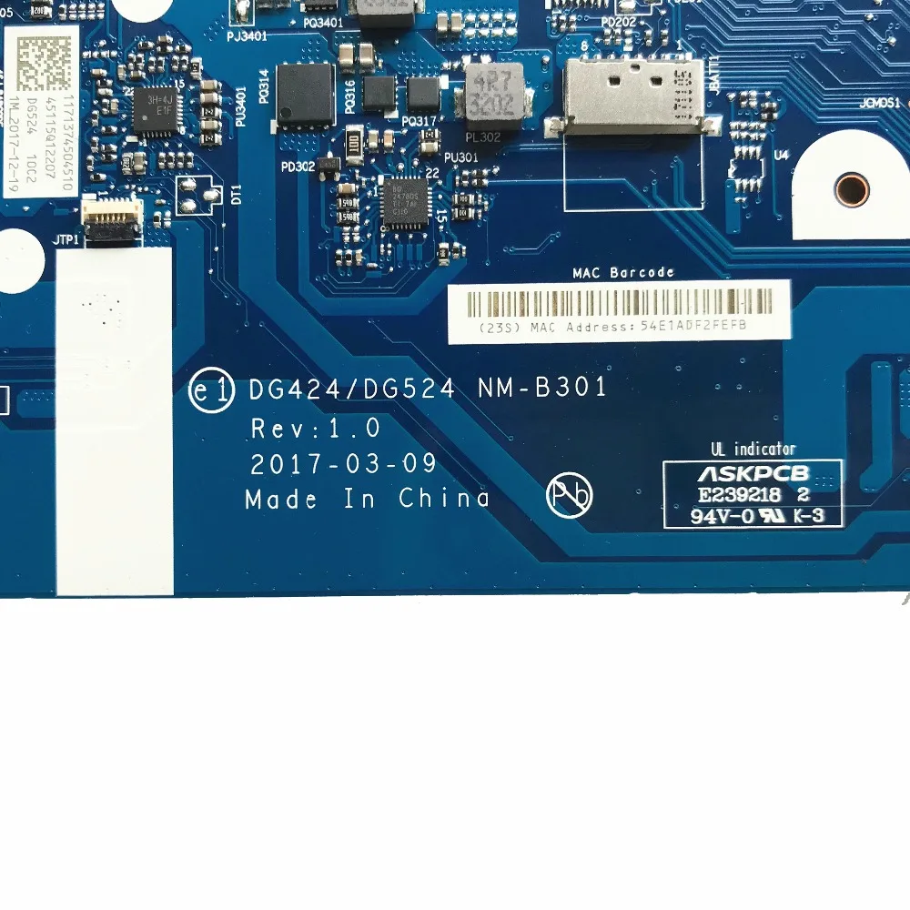 5B20N86620 для lenovo IdeaPad 320-15IKB 320-17IKB Материнская плата ноутбука DG721 NM-B241 SR342 i5-7200U Процессор 4 Гб Оперативная память DDR4