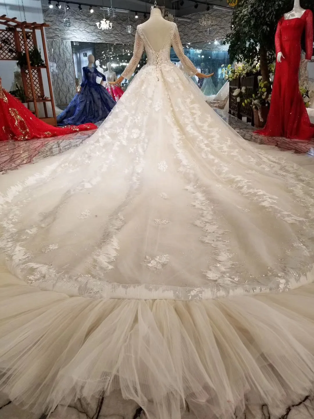 Свадебное платье цвета шампанского с кружевными кристаллами Vestido De Noiva