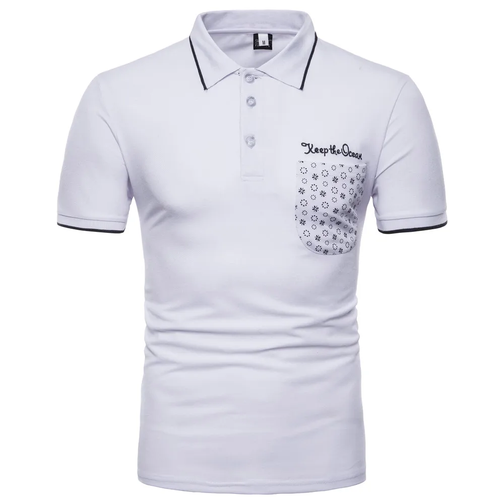 2019 Pocket Design Mens Polo Shirts Solid Short Sleeve Polos Hommes New Summer Cotton Bussines Formal Breathable POLO Shirt | Мужская