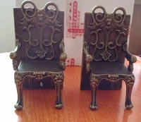 2 antique cast iron chairs shape bookend book end stand quality heavy metal home office desk table study decor sculptural bronze