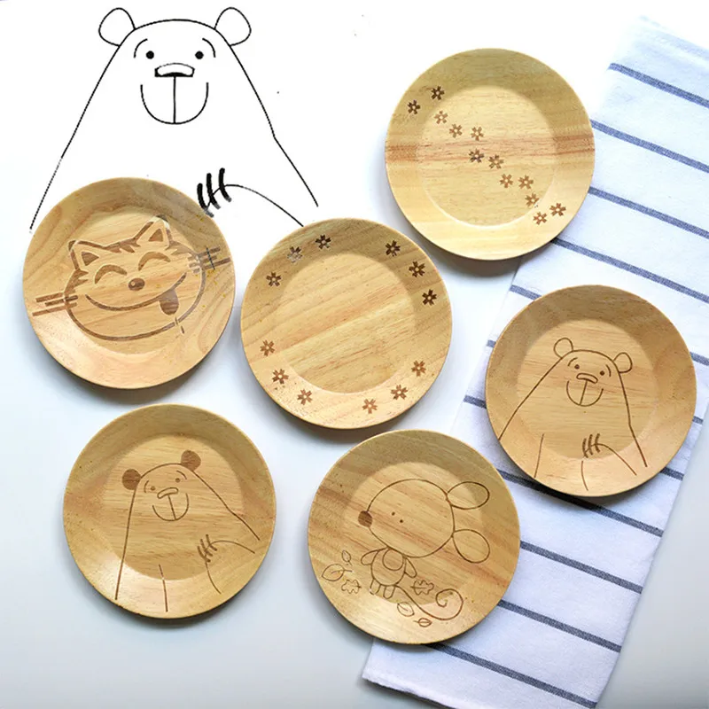 Деревянное блюдо творческий мультфильм деревянные тарелка плоская пластина