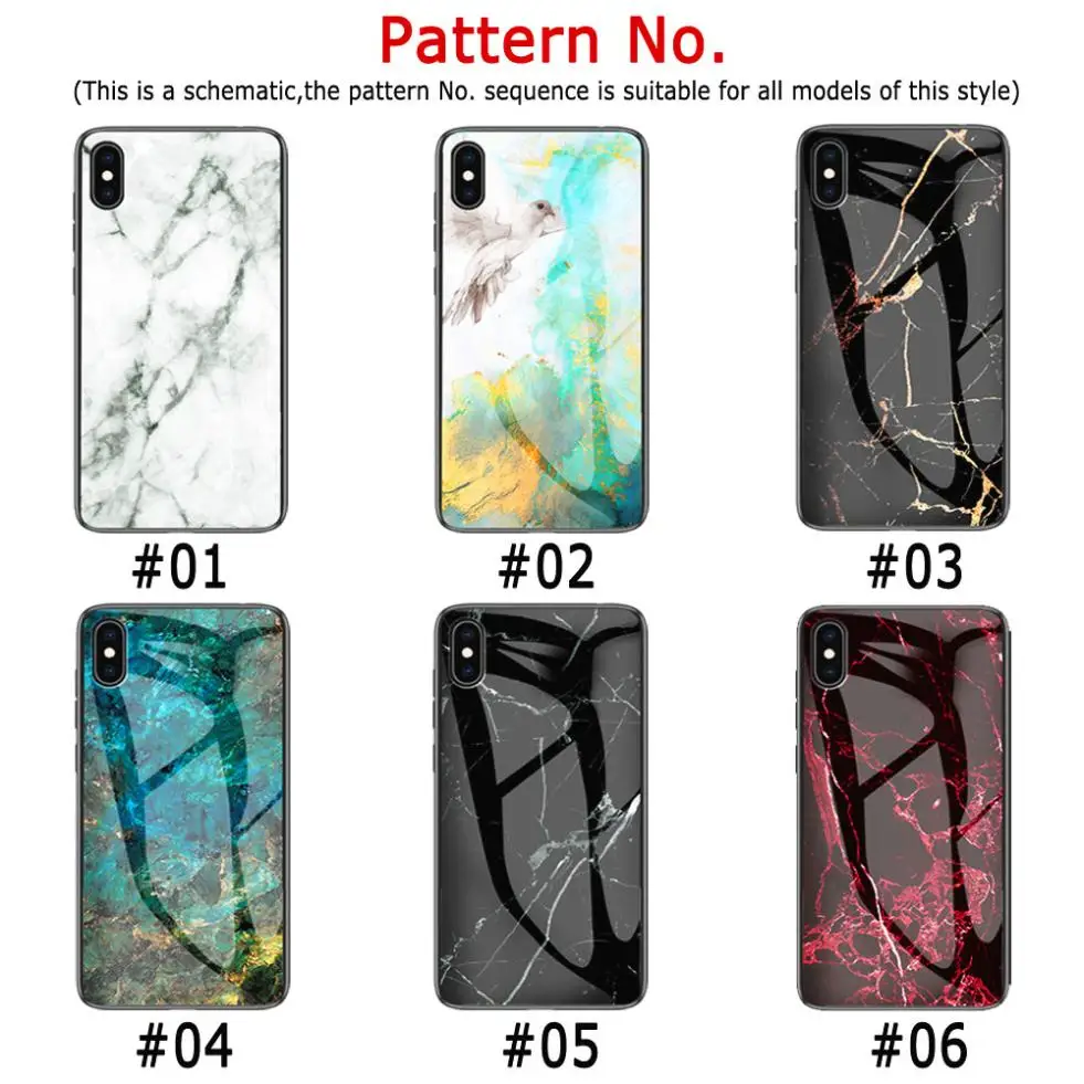 For Nokia 1 Plus/3.1 Plus/4.2/9/X71/X7/X6 Case Fashion Marble Pattern Glass Back Shell Shockproof Shield Mobile Phone Cover |