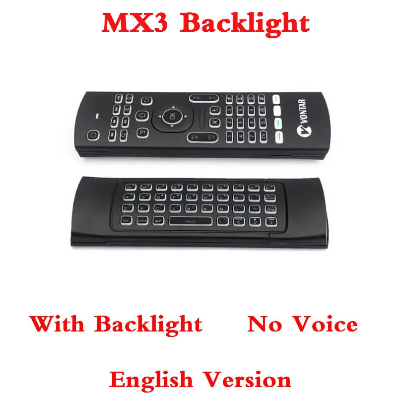 Беспроводная клавиатура MX3 PRO Air mouse с подсветкой и пультом дистанционного управления, 2,4G, русская английская ИК-клавиатура MX3 для обучения T9 X96Max, ТВ-приставка - Цвет: Eng Backlit NO Voice