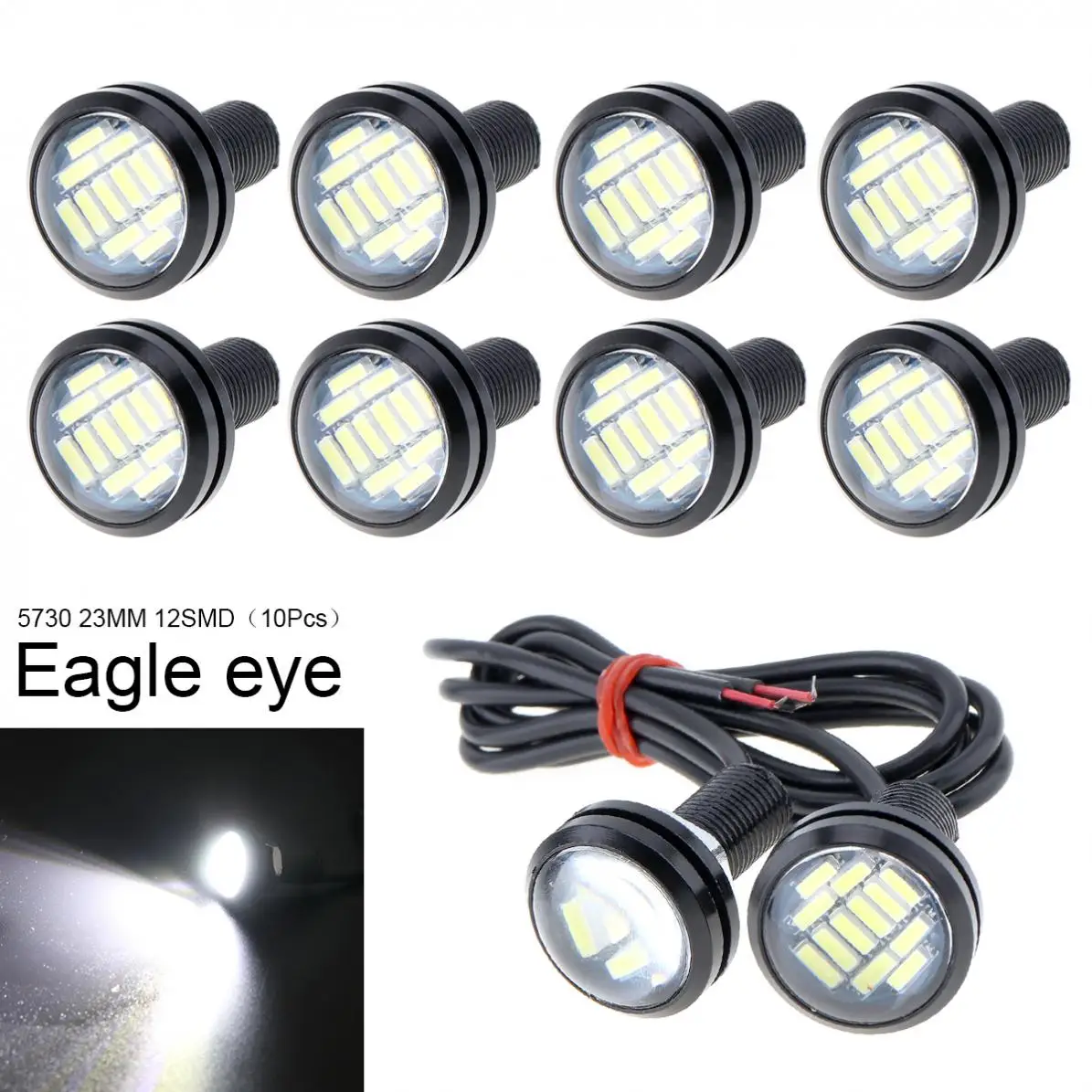 

10 Pcs 23mm Eagle Eye 4014 12SMD White 12V Car Fog DRL Bulb 18W 10-120LM Auto Reverse Backup Parking Signal Lamp