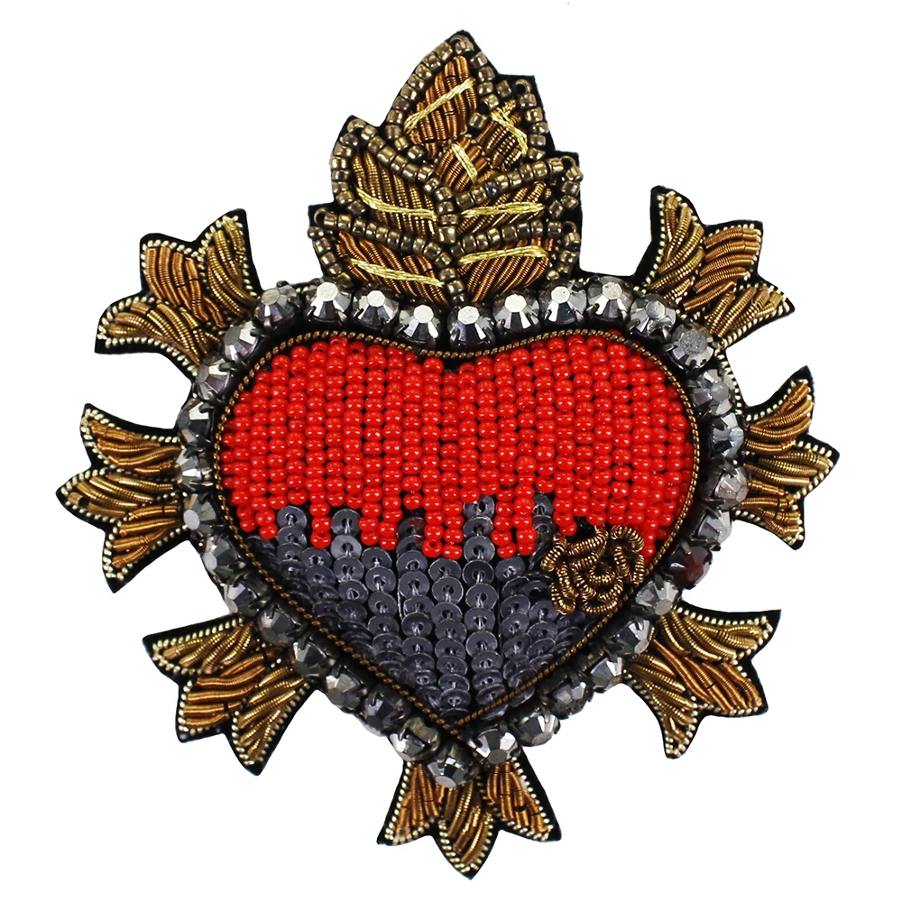 1 шт. пчела Корона сердце любовь индийский Шелковый Тигр значок патч вышитая бисером роза аппликация винтажная вышитая швейная одежда патч TH1278