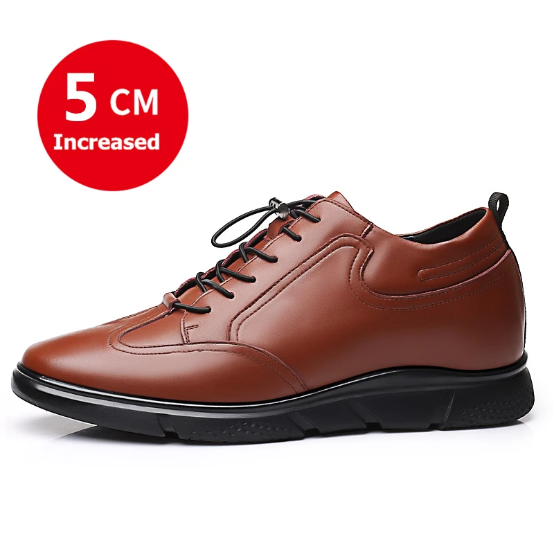 5CM Increased Brown Misalwa/5 см/7 см, увеличивающие рост, кожаные повседневные мужские кроссовки, модная мужская обувь, увеличивающая рост, удобная повседневная обувь для молодых мужчин - Цвет: 5CM Increased Brown