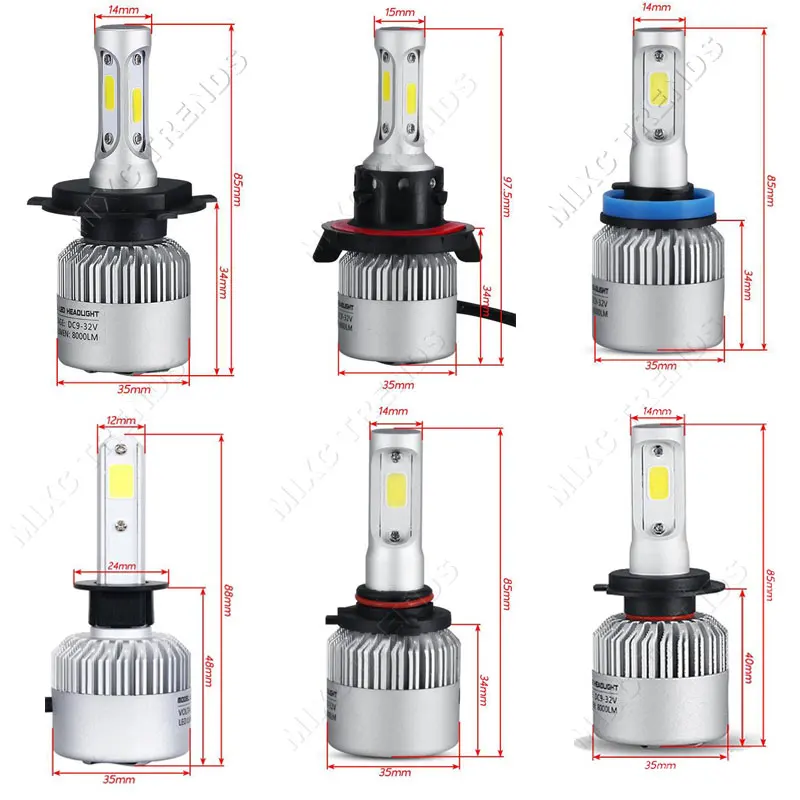 MIXC TRENDS S2 Led H4 H7 H11 9005 COB Автомобильная фара Лампа H1 H3 9006 9004 9007 72 Вт 8000LM 6500 к Авто 12В