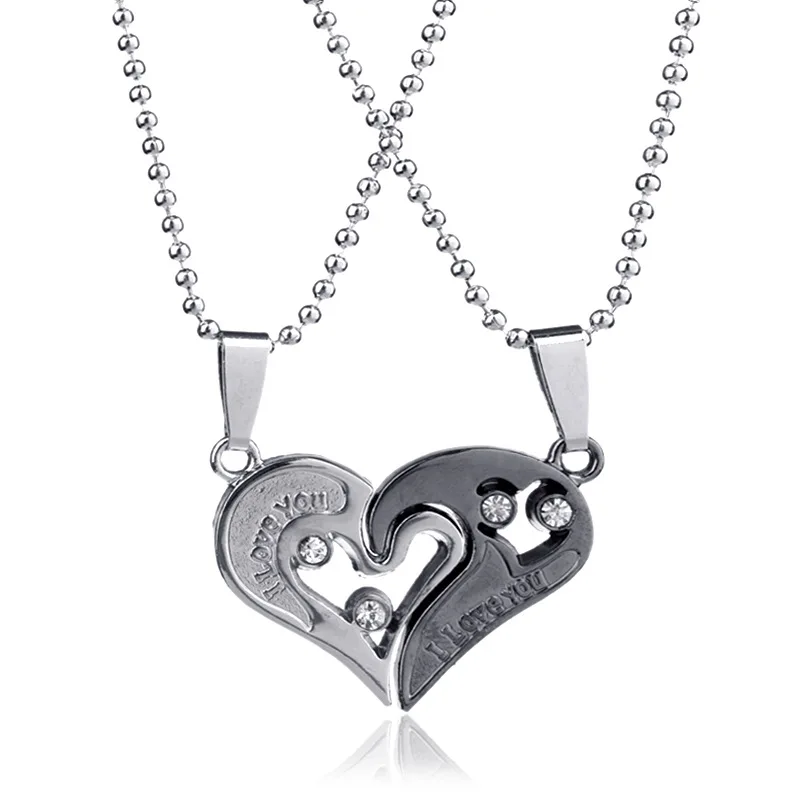 Кулон с кристаллами из нержавеющей стали 316L кулон в виде полусердца для