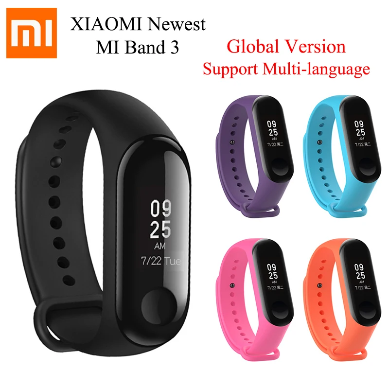 Оригинальный Смарт браслет Xiaomi Mi Band 3 глобальная версия многоязычный Band3