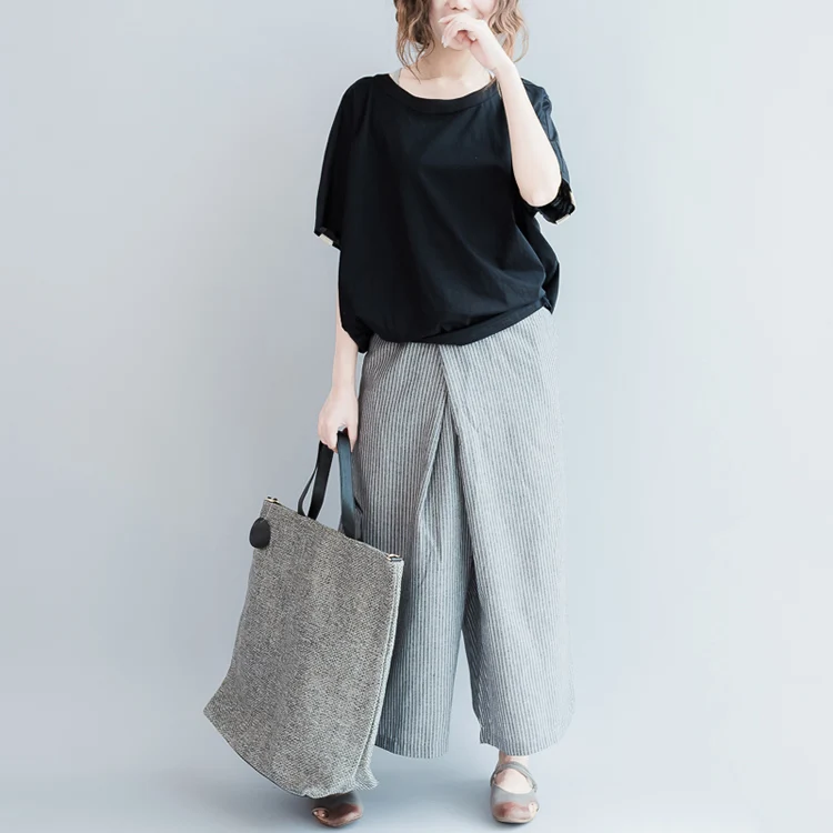 Большие размеры Сезон лето Женские модные комплекты одежды в полоску из хлопка