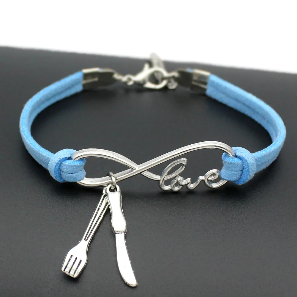 Новая Мода Бесконечность любовь нож и вилка амулеты Браслеты шеф повара