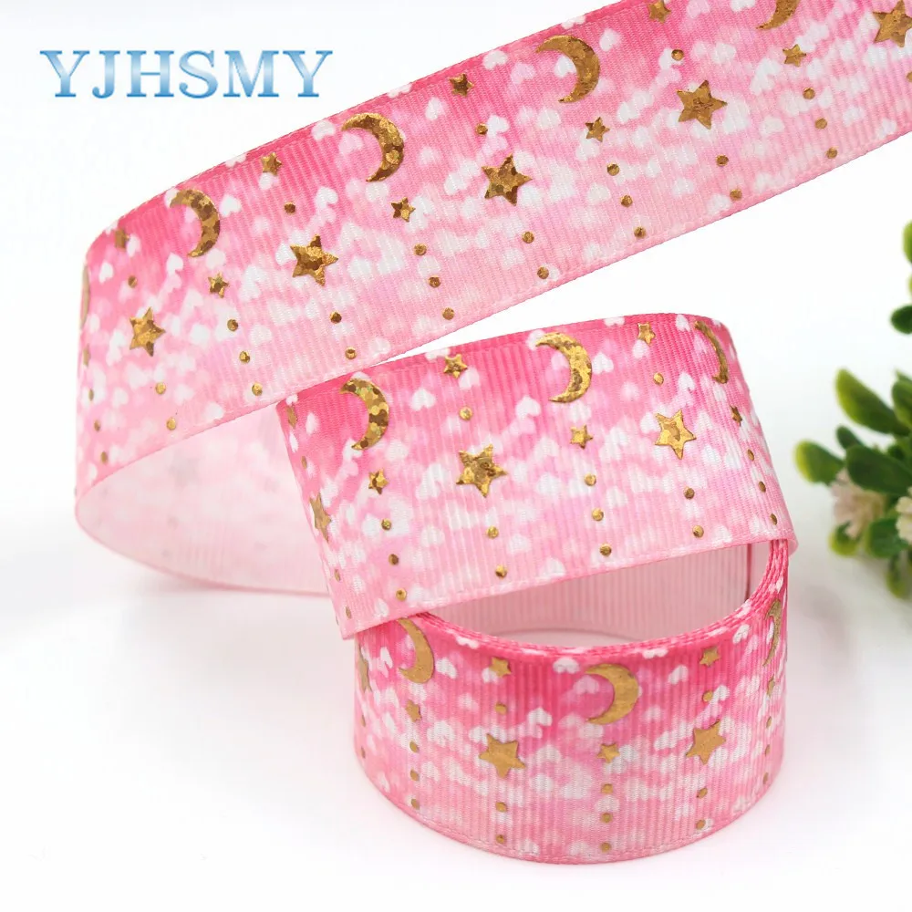 YJHSMY G-18808-849 25 мм 10 ярдов лазерная Венера Луна печать grosgrain лента DIY головной убор