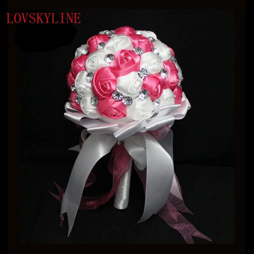 

Bride Bridesmaid Wedding Bouquet Silk Ribbon Roses Artificial Holding Flowers Bride Mariage Bouquet Wedding Accessories Favors