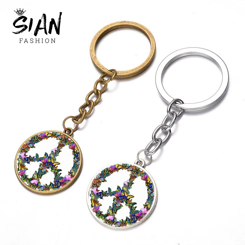 Брелок с надписью Peace and Love от SIAN Brand креативный цветок и бабочка художественным