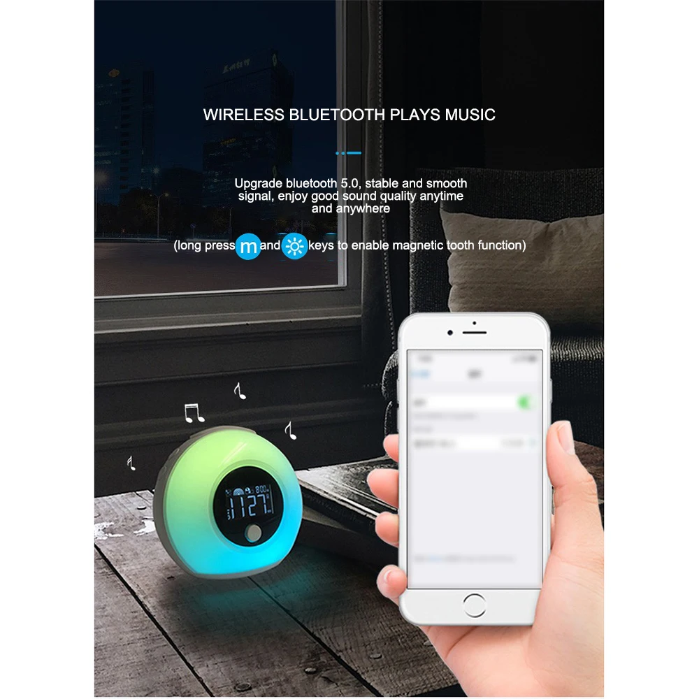 Беспроводной динамик s многофункциональный динамик с Bluetooth СВЕТОДИОДНЫЙ Красочный Пробуждение сна Световой будильник Саундбар Портативный Открытый