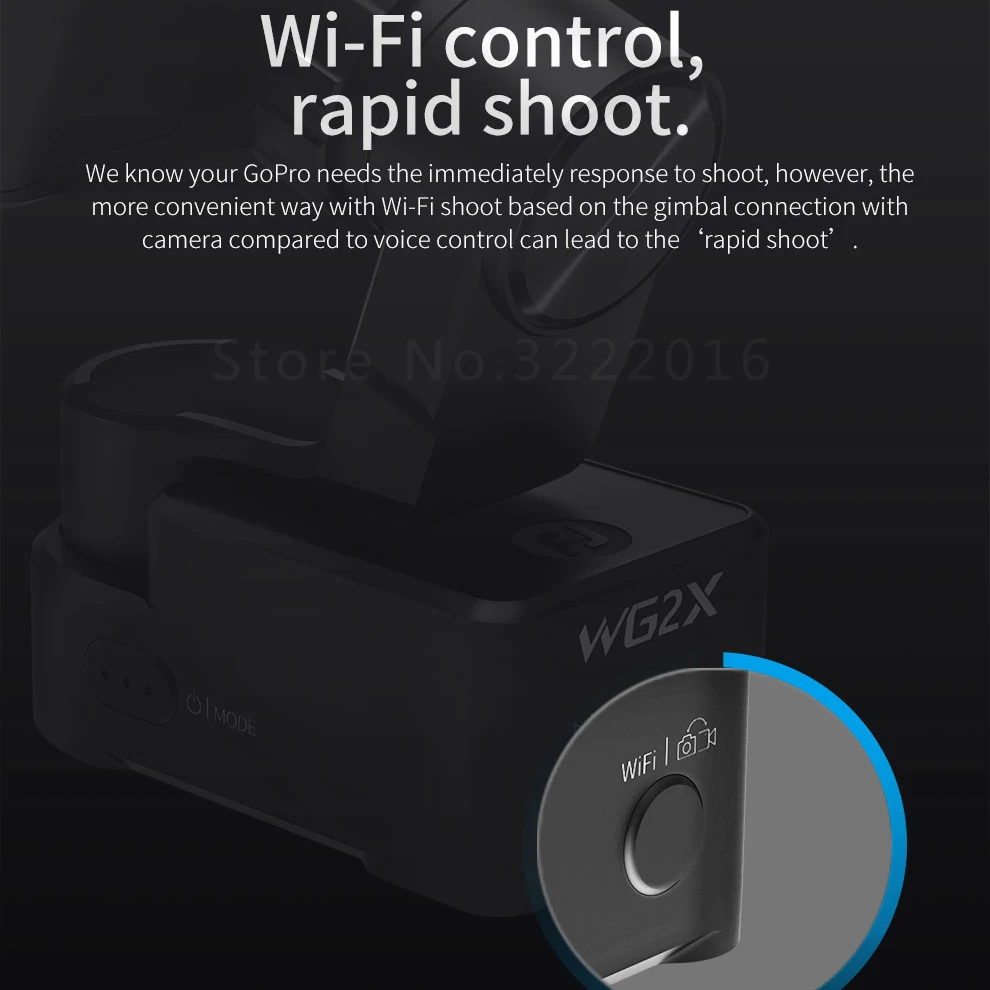 Feiyu FY WG2X Splashproof Wearable 3 Axis Gimbal dslr stabilizer with 360 Degree Panning with Gopro Hero Session 7 5 6 4K PK WG2