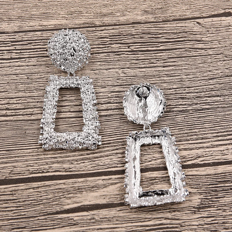 STRATHSPEY Geometry Metal Hammered Statement Earrings For Women Big Pendant Black Drop Earring Fashion Jewelry Wholesale | Украшения и
