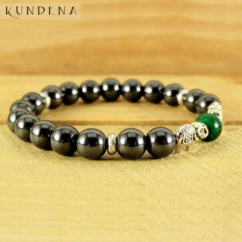 Мужской слон Mala Йога браслет бижутерия Hematite Reiki для медитации Тибетский мужской