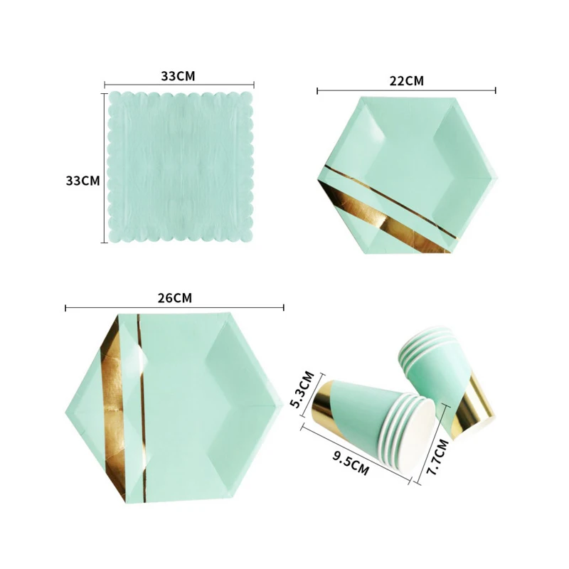 Hexagon food grade disposable tableware dish cake rack straw baby wedding children's birthday party decoration supplies | Дом и сад
