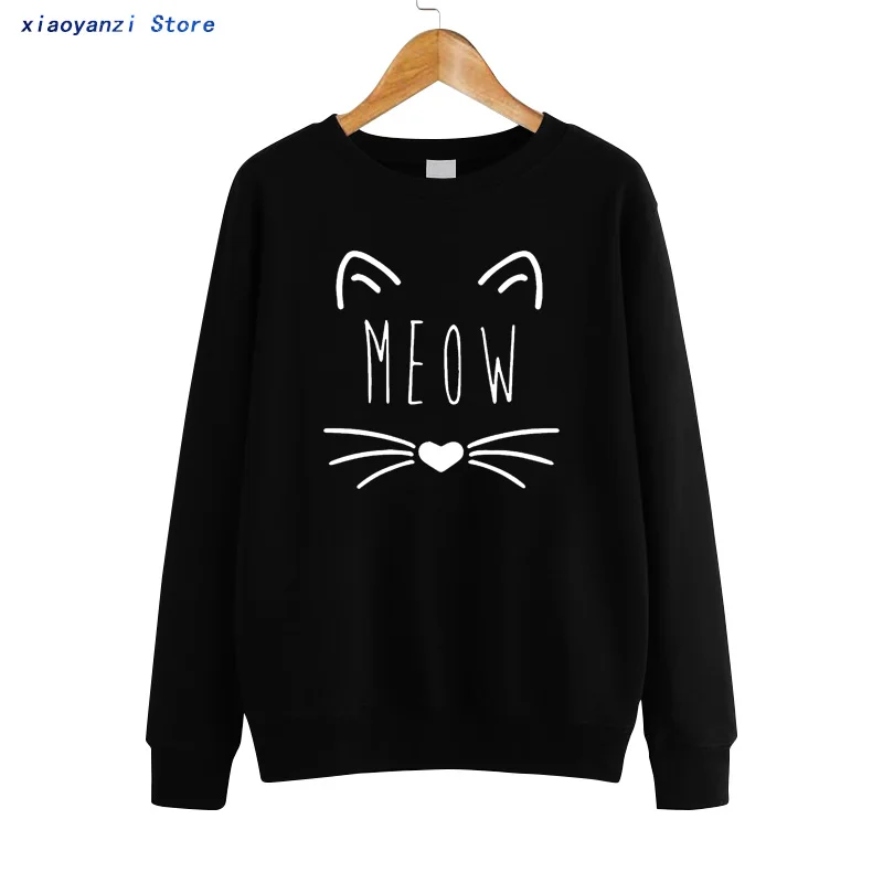 

2021 cotton Women Sweatshirts Unisex funny Girls Hoodies casual Lovely Cat Print Sweatshirt Pullovers euu95471