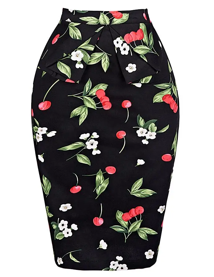 Belle Poque, летние юбки, женские, s, карандаш, jupe courte, женские короткие, хлопок, сексуальные, облегающие, для женщин, 50 s, Ретро стиль, цветочный принт, офисная юбка - Цвет: saia feminina 4