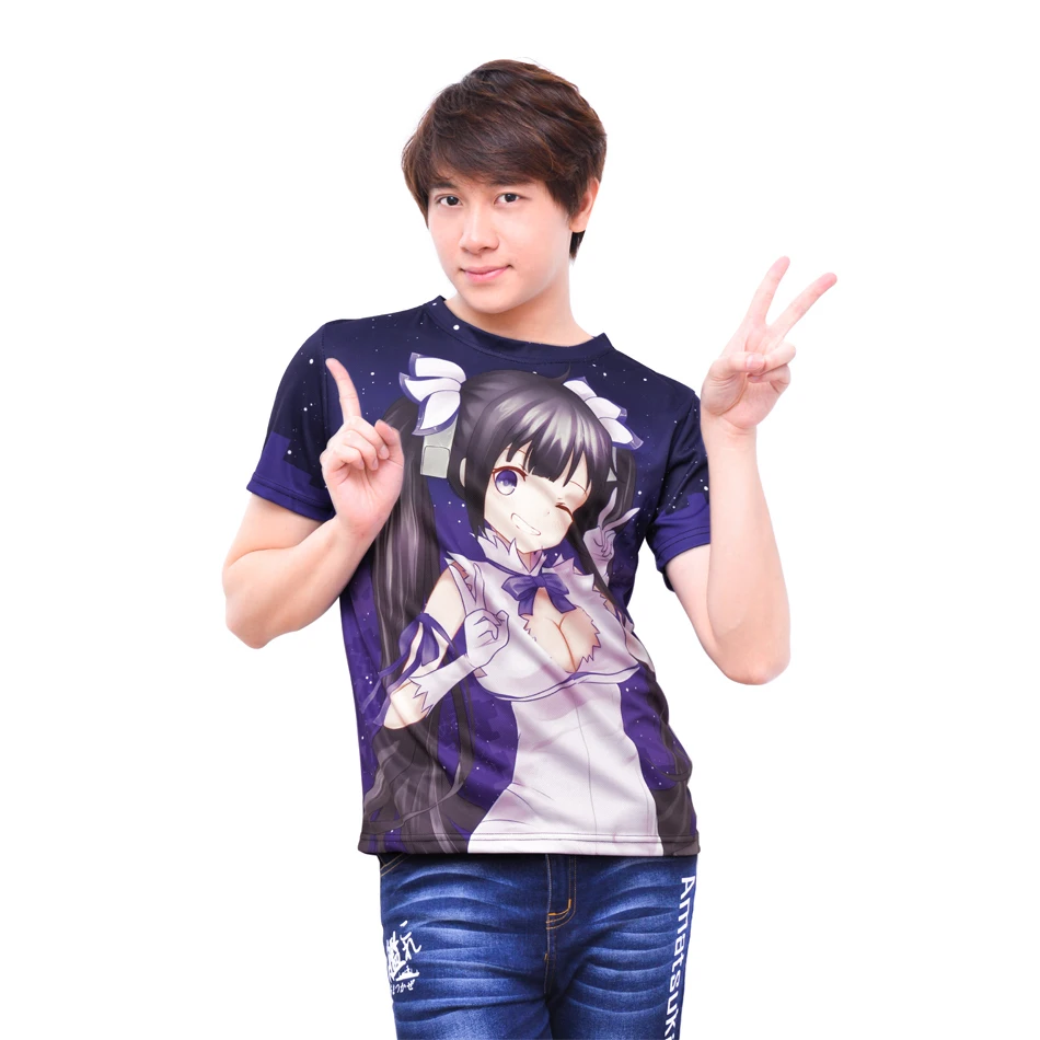 

Anime Pick Up Girls in a Dungeon T-shirt Hestia Polyester T Shirt Summer Active Otaku Men Women Tees