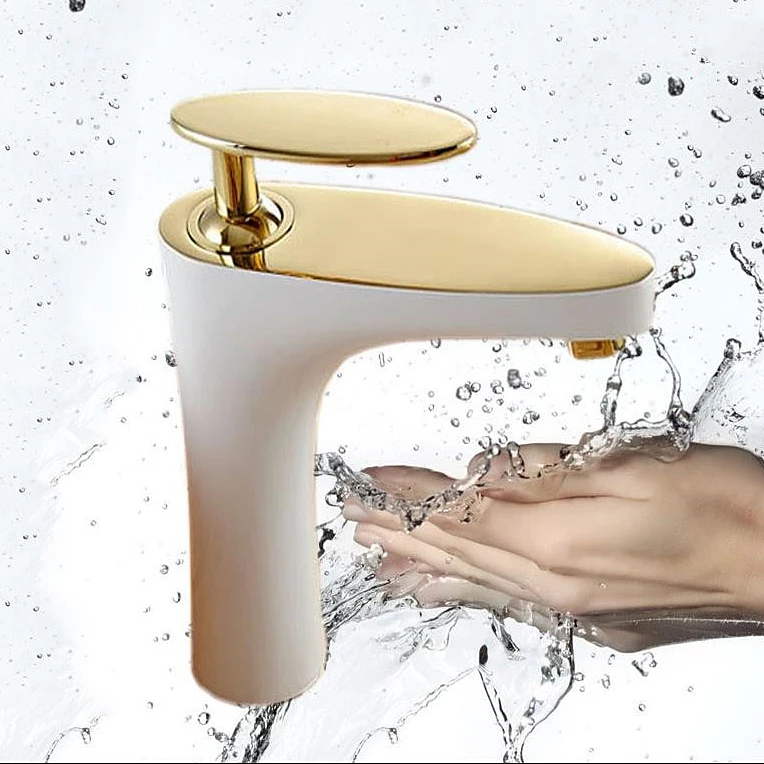 Смесители для умывальника латунь элегантная Золотая белая раковина ванной